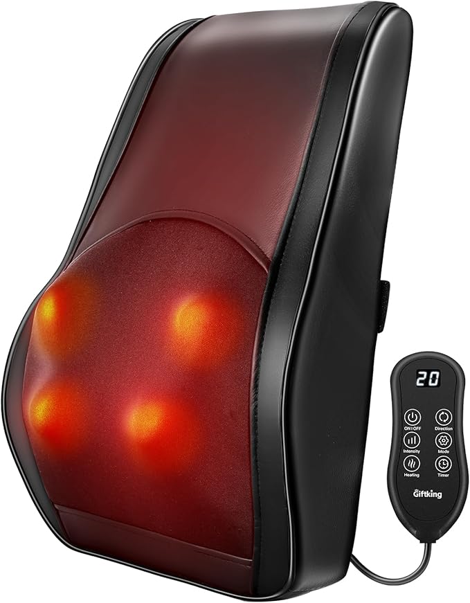 Neck Massager with Heat, Shiatsu Back and Neck Massagers, 3D Deep Tissue Massage Pillow for Back, Shoulder, Leg Pain Relief, Gifts for Mom Dad Wife, with Delicate Package & Card