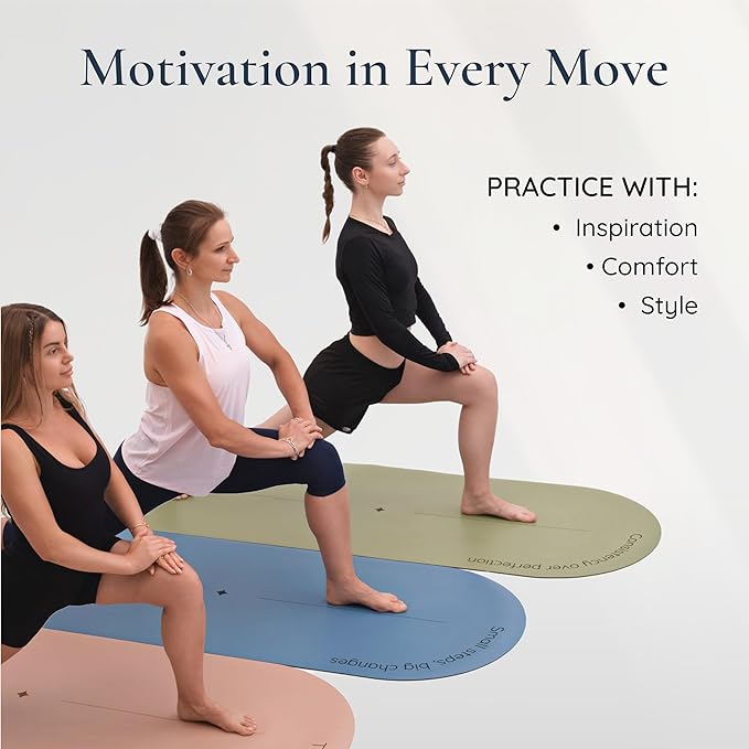Flaè Athletics Arch-shaped Yoga Mat, Eco PU Rubber, Non-Slip Exercise Mat for Yoga, Pilates, Home Workout & Stretching with Carry/Stretch Strap & Motivational Design