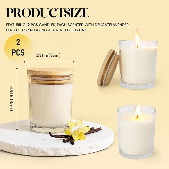 2 PCS 6oz Vanilla Scented Candles, Creamy Soy Wax Candle Gift Set | Warm & Cozy Home Fragrance, Perfect for Anniversary, Housewarming, Thank You Gifts