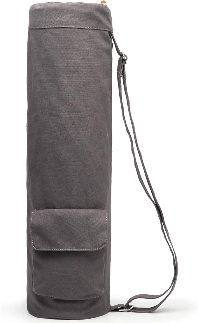 ELENTURE Canvas Yoga Mat Bag with Adjustable Strap & Pockets, Full-Zip Travel Gym Tote for Women & Men, Fits 1/4" & 1/3" Thick Mats, Lightweight Carrier for Yoga, Workout, Outdoor Use