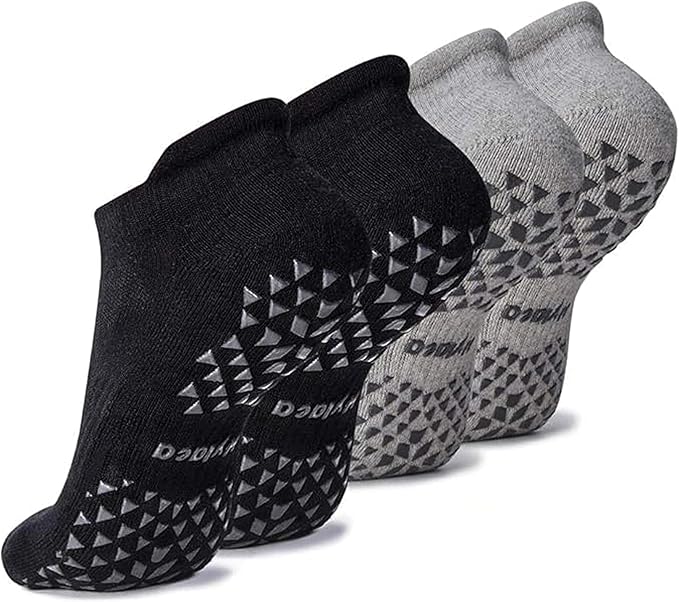 Hylaea Unisex Non Slip Socks with Grip for Yoga, Hospital, Pilates, Barre | Ankle, Cushioned