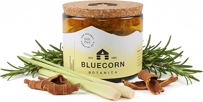 Bluecorn Beeswax Large 3-Wick Candle, 100% Pure Beeswax with Lemongrass, Cassia & Rosemary Essential Oils, Amber Glass, Soy Free Candle Wax, Long Lasting, Home Decor, American Made, 22 Oz, 1 Count