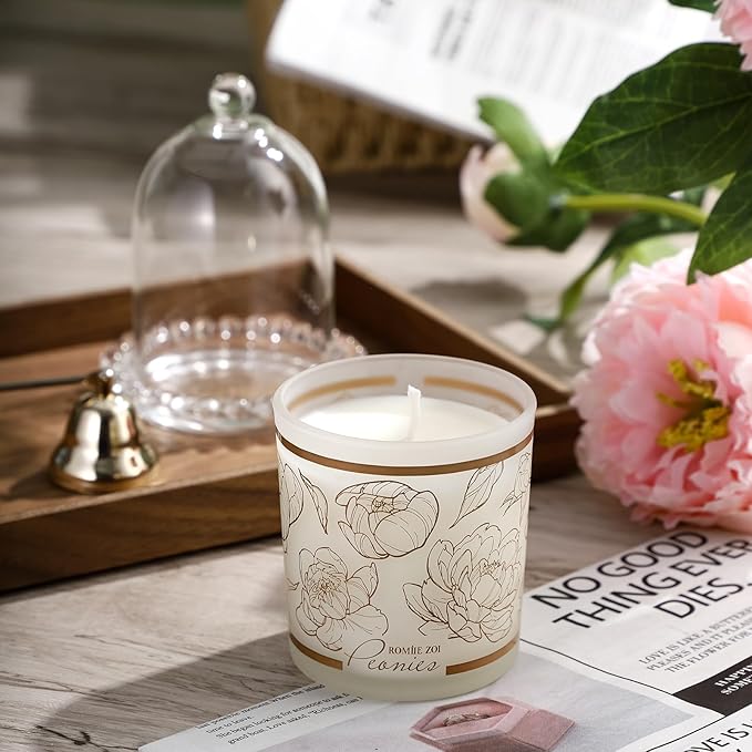 ROMIIE ZOI Scented Candle - Peony - 6oz Aromatherapy Soy Wax Jar Candle for Home, Gifts for Women - 170g