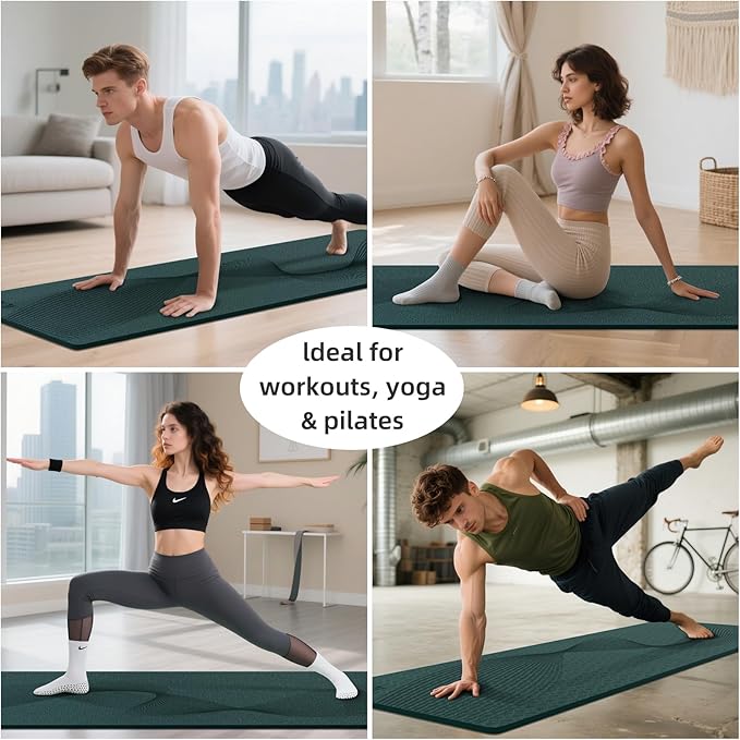 ILILI Yoga Mat, 72x25×0.3 Inch, Non-Slip, TPE Exercise Mat, Tear-Resistant, Fitness Yoga Mat with Carrying Strap, Ideal for Yoga, Pilates, Home Workouts, Stretching & All Fitness Routines