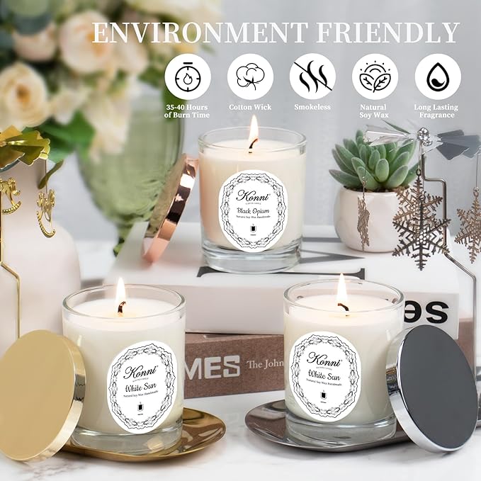 KONNI Scented Candles,Jar Candle,Aromatherapy Candle, Soy Wax Candles,7.4oz,40H Burn Time, Candle Gift for Women & Men Christmas Birthday Mom Best Friends（Dappled Shade）