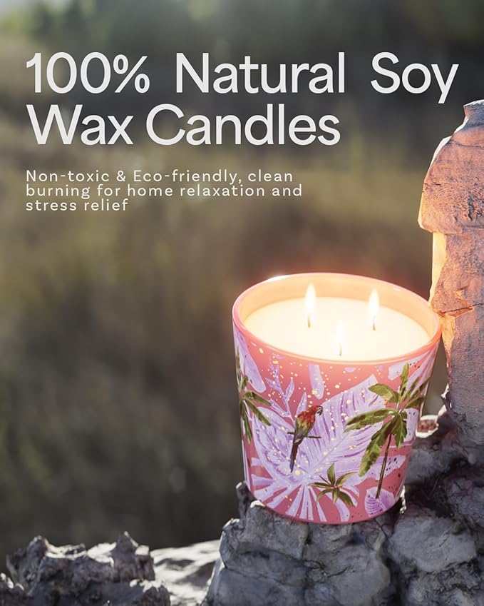 Sangria Sunshine Scented Candle, 30oz Natural Soy Wax Non Toxic, Large 3-Wick Luxury Aromatherapy Candle for Home | 100+ Hour Slow-Burn for Home Decor, Stress Relief, SPA