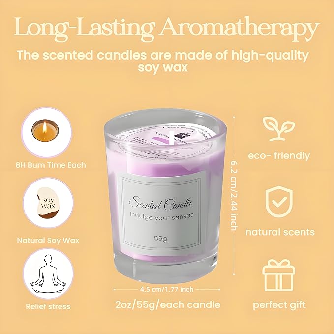 Scented Candle Christmas for Home Aromatherapy Candles, Long Lasting Scented Candles 3 Pack Soy Wax Jar Candle Gift Set for Women Men Christams Birthday Valentine's Day