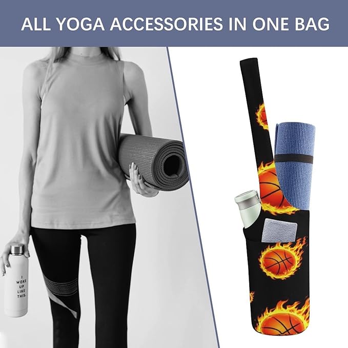 Aiyoolee Portable Yoga Mat Carrier Single Shoulder Bag with Pocket Spacious for Yoga Gym Fitness Travel