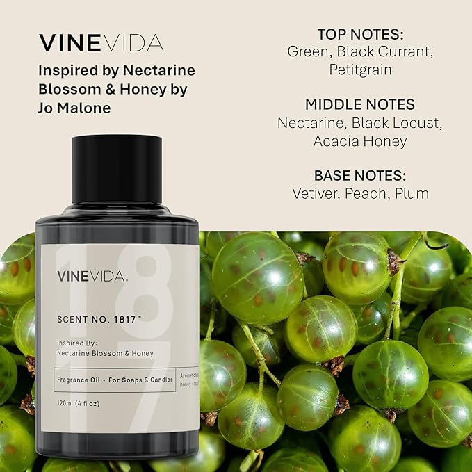 VINEVIDA [16oz] Nectarine Blossom & Honey Fragrance Oil for Candle Making - Natural Candle Oil Scents - Soap Making Essential Oil - Made in USA