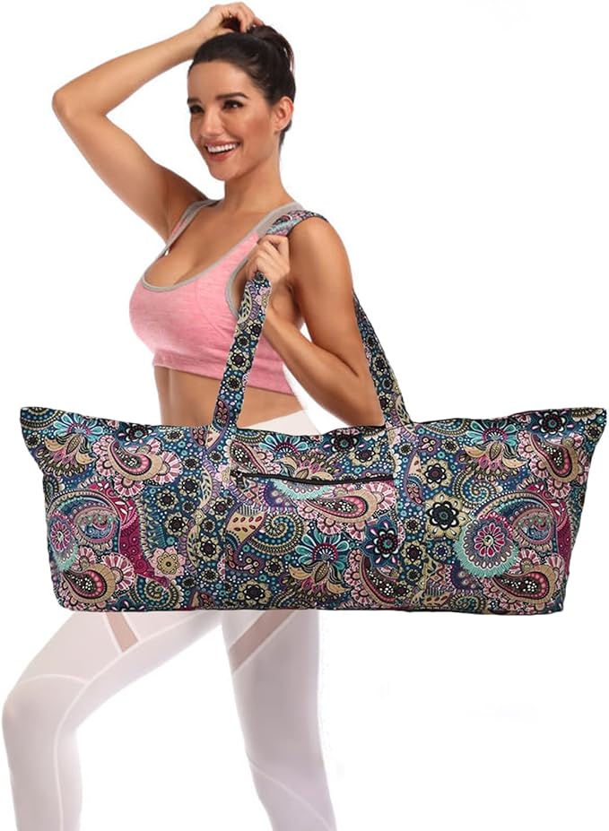 Qlckyed IwIeIaIrI Yoga Mat Bag Zipper Gym Accessories Gifts for Women,Large Exercise Mat Straps Pockets Yoga Bags and Carriers Fits Most Your Workout Stuff