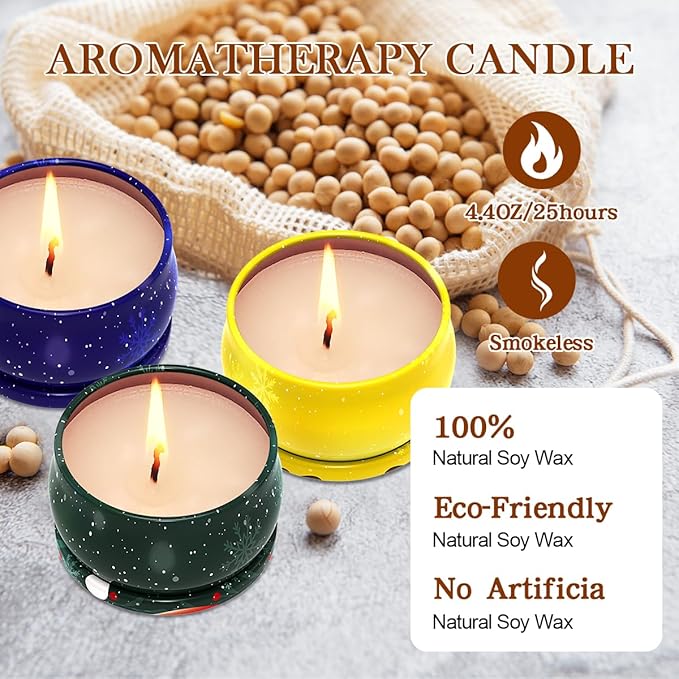 Scented Candles for Christmas, 3 Pack Scented Candles Gift Set, Soy Wax Aromatherapy Candles for Home Scented, Christmas Gifts