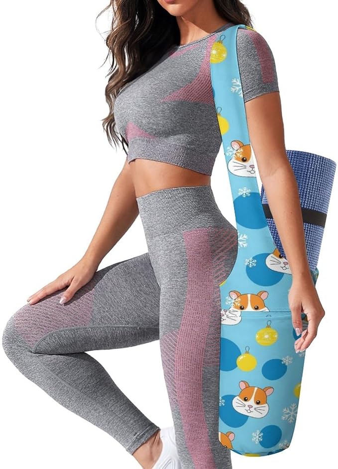 Meaudiwes Large Yoga Mat Bag with Long Strap for Women Yoga Accessories Sports Storage Bags Exercise Mats Tote Sling Carrier Bag