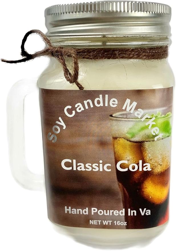 Soy Scented Candles | Handmade & Highly Aromatic Candles Burns Upto 85 Hours in Glass Jar - Perfect for Home Decor, Wedding, Birthday, Dinner (Classic Cola, 12 oz)
