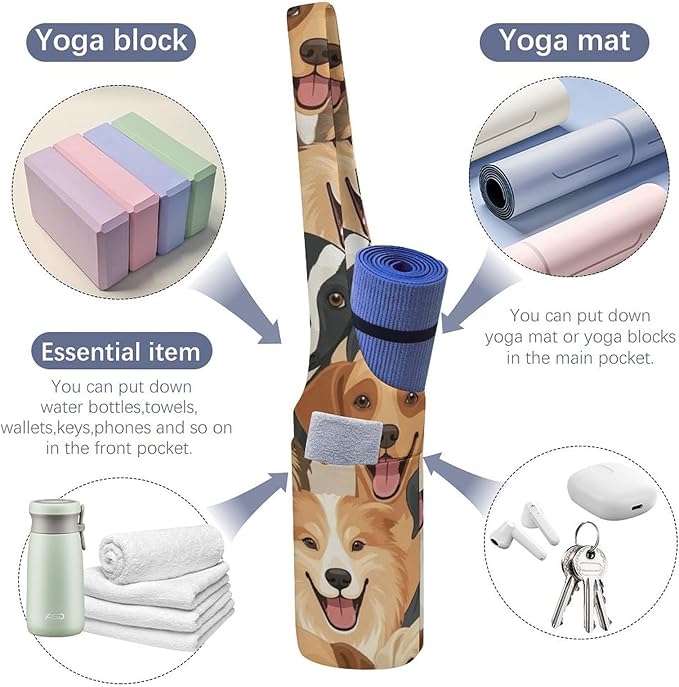 Meaudiwes Large Size Yoga Mat Bag with Long Strap, Yoga Mats Carrier Storage Bag, Exercise Mat Holder Accessories