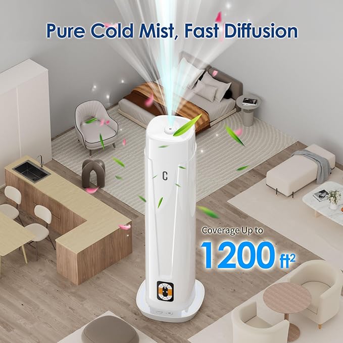 Waterless Scent Diffuser – 1200 Sq Ft Coverage, Essential Oil Diffuser with Remote Control, Quiet Aromatherapy Diffuser with LED Light & Timer, Scent Air Machine for Home, Office, Hotel