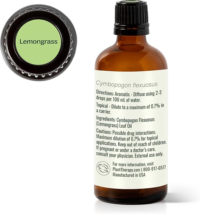 Plant Therapy Lemongrass Essential Oil 100% Pure, Undiluted, Natural Aromatherapy, Therapeutic Grade 100 mL (3.3 oz)