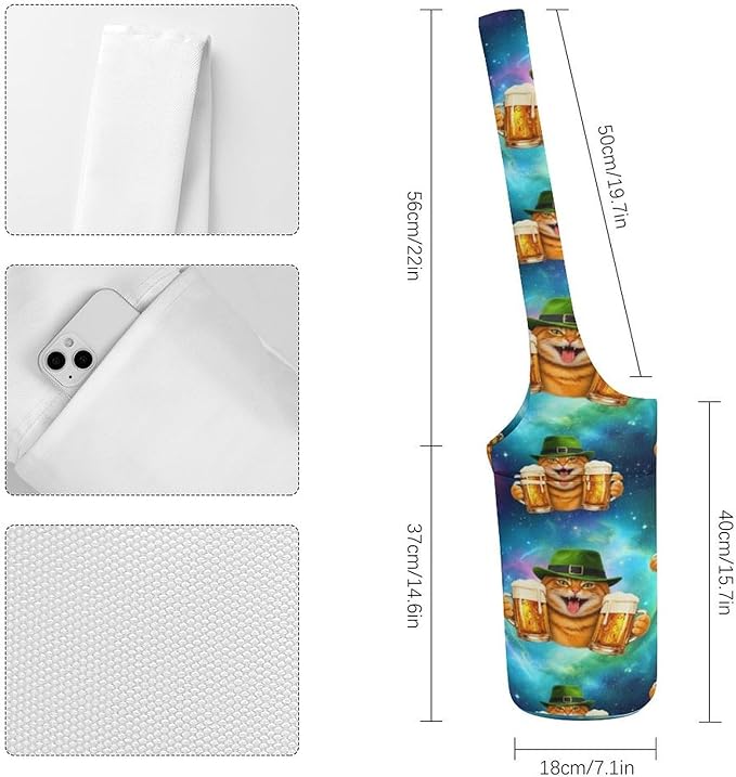 Aiyoolee Fashion Yoga Mat Bag with Large Pocket, Long Tote Yoga Bag Fit Most Mats Accessories