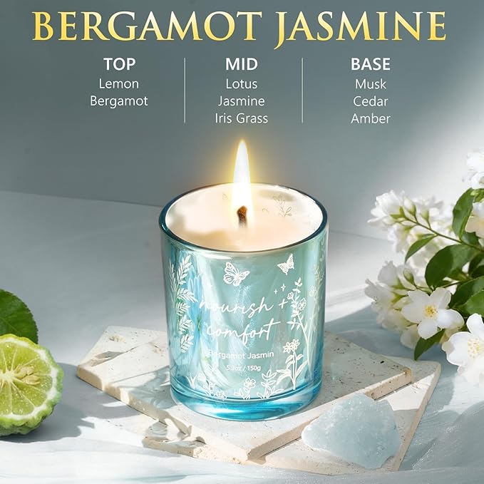 Scented Candles for Women, 3 Pack Candle Sets Soy Candles for Home Scented Holiday Votive Candle Gifts Set, Valentine's Day Birthday Gifts for Women Her - Eucalyptus Mint/Bergamot Jasmin/Sage Citrus