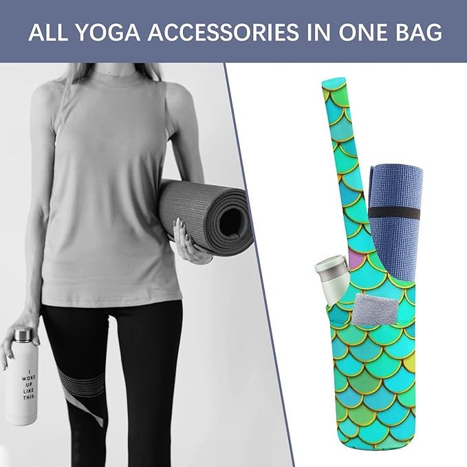 Meaudiwes Stylish Yoga Mat Bag for Women Exercise Mat Holder with Shoulder Strap Yoga Mats Totes Sports Storage Bag