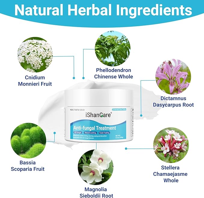 ishancare Antifungal Cream, All Natural Herbal Anti Fungal Skin Cream for Athlete's Foot, Jock Itch, Ringworm, Tinea Versicolor, Fungal Infection, 3.53 OZ