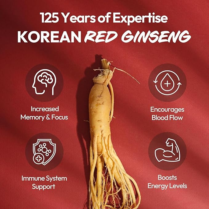 JUNG KWAN JANG Korean Red Ginseng Extract Capsules Plus | All-in-1 Focus Pills for Men & Women | Natural Energy Supplements, Circulation, Immune Support | 30 Capsules