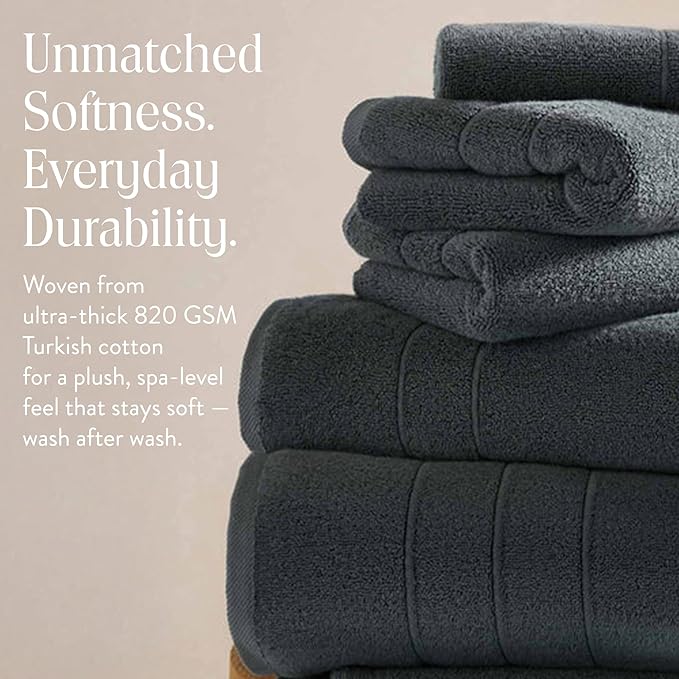 Brooklinen Super-Plush Bath Sheet and Hand Towel Set - 2 Bath Sheets 2 Hand Towels - Cotton, Highly Absorbent (Slate)