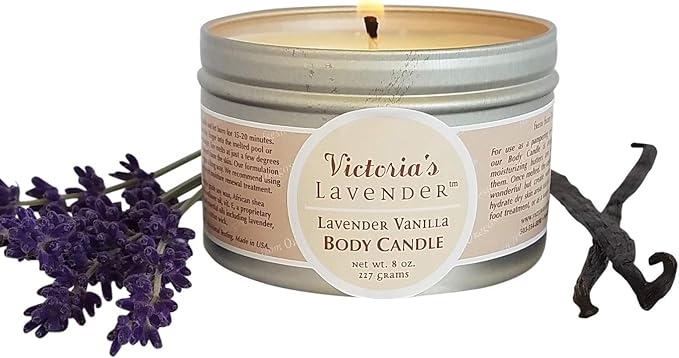 Victoria's Lavender Vanilla Lavender Massage Candle Wax - Aromatherapy Candle That Turns Into Massage Oil, Travel Size, Made in The USA by Victoria's Lavender - (8 Oz)