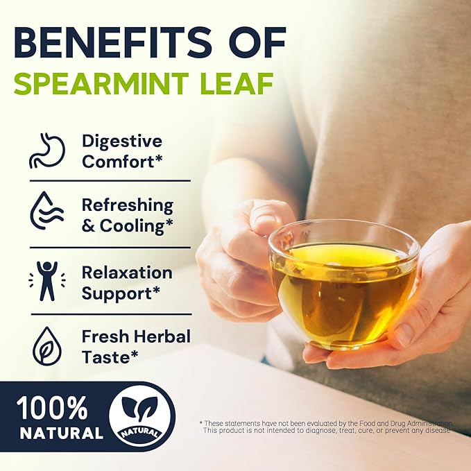 Spearmint Leaf Herbal Tea - Caffeine Free, 40 Tea Bags