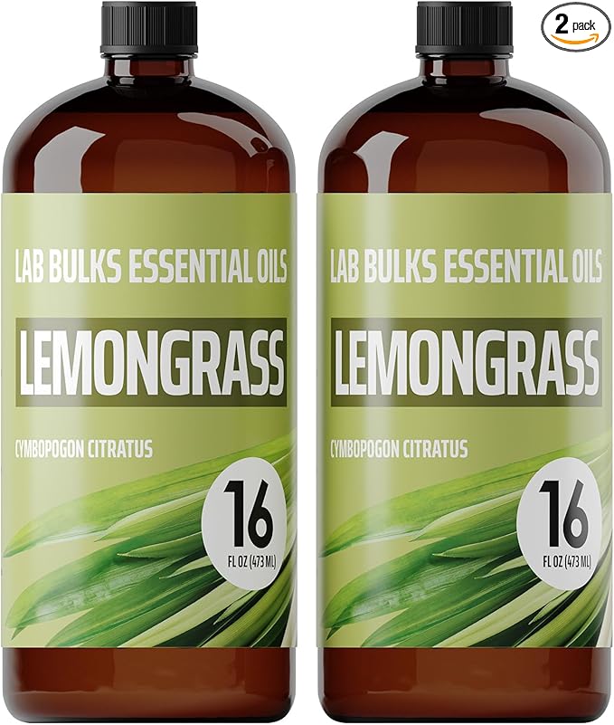 Lab Bulks Lemongrass Essential Oil 16 fl oz (Pack of 2) Bulk Essential Oil for Diffusers, Home Care, Aromatherapy and Candle Making