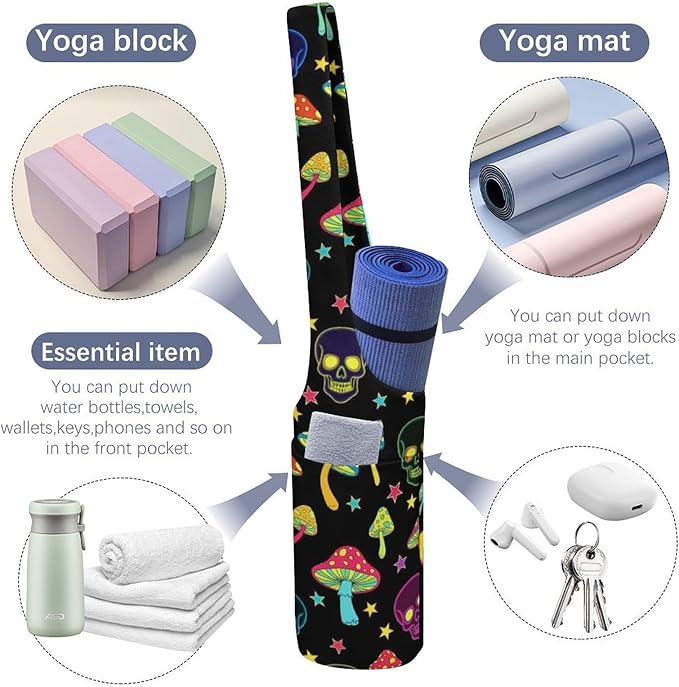 Meaudiwes Large Yoga Mat Bag Fit Most Size for Ladies Yoga Mats Carrier Bags Multi-Functional Exercise Mat Holder Storage Bag