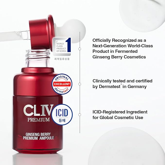 CLIV Ginseng Berry Premium Ampoule, Nourishing Facial Ampoule for Dry and Tired Skin, Healthy and Dewy Skin, Authentic Korean Skincare (Special Kit)