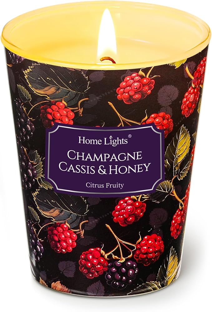 HomeLights Scented Candles for Women & Men, 6.7oz Candle Jars Aromatherapy Single Wick Candle, Ideal for Eclectic Mixed Styles Home Decor and Gifts, Champagne Cassis & Honey
