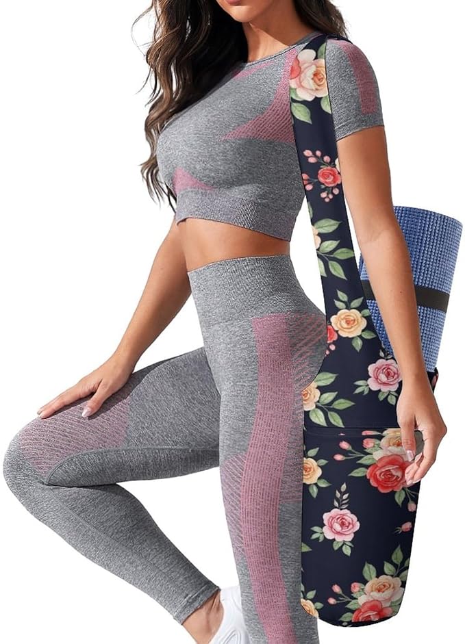 Meaudiwes Stylish Yoga Mat Bags Sports Yoga Totes Fits Most Size Mats Exercise Mat Carrier Storage Bag Yoga Gifts for Women