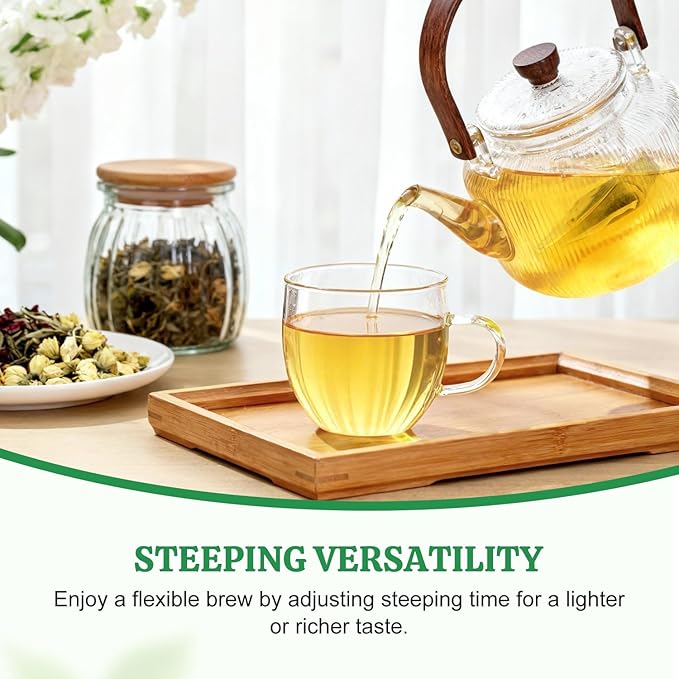 Soeos Organic Green Tea, 6.3 oz (180g), 100 Tea Bags, Refreshing and Fragrant, Sustainably Sourced, Ideal for Hot or Iced Tea, Long-Lasting Freshness
