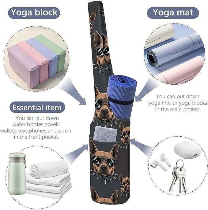 Aiyoolee Yoga Mat Bags, Large Tote Yoga Mat Carrier Holder with Water Bottle Pocket, Adjustable Shoulder Strap Storage Bag