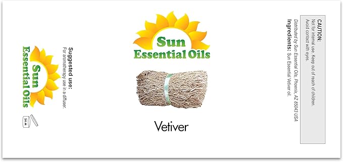 Sun Essential Oils 2oz Vetiver Essential Oil for Aromatherapy