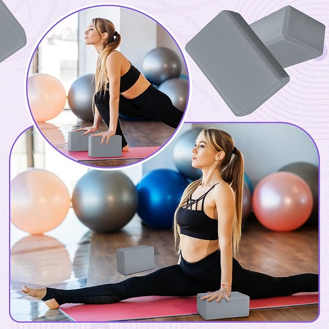 Wettarn 6 Pack Yoga Blocks 9 x 6 x 4 Inch Eva Foam Lightweight Non Slip Yoga Props for Yoga Pilates Stretching Meditation