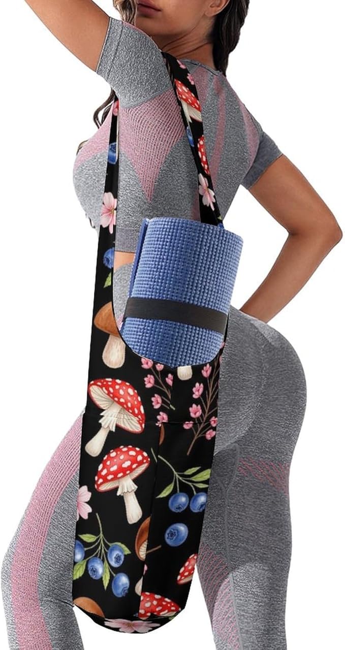 Aiyoolee Women's Portable Yoga Mat Bag Single Shoulder Carrier with Pocket for Gym Yoga Workout Travel