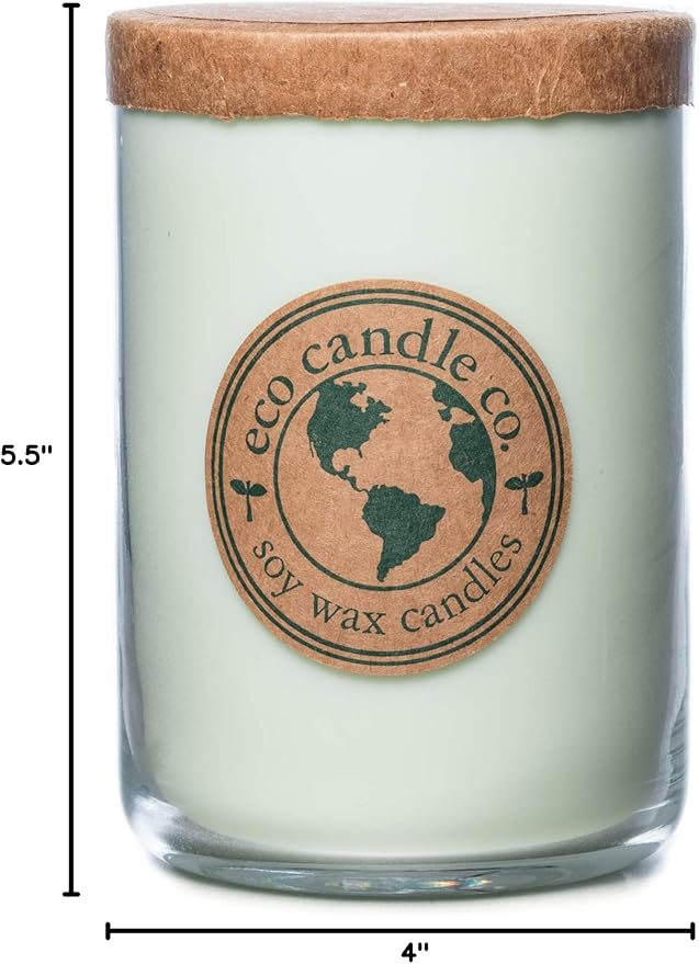 ECO CANDLE CO. Recycled Candle, Eucalyptus Mint, 26 oz. - Scents of Eucalyptus, Spearmint, & Peppermint - 100% Soy Wax, No Lead, Kraft Paper Label & Lid, Hand Poured, Made from Midwest Grown Soybeans