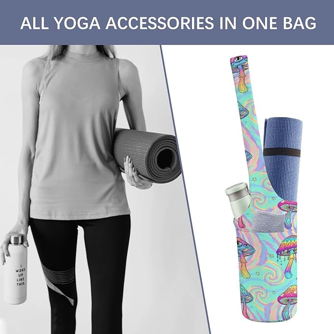 Meaudiwes Large Yoga Mat Bag Fit Most Size for Ladies Yoga Mats Carrier Bags Multi-Functional Exercise Mat Holder Storage Bag