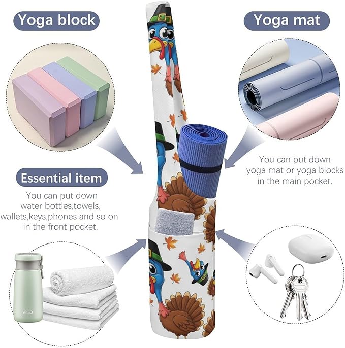 Aiyoolee Fashion Yoga Mat Bag with Large Pocket, Long Tote Yoga Bag Fit Most Mats Accessories