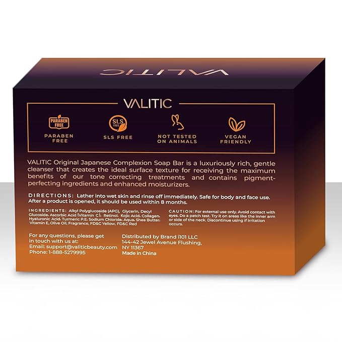 VALITIC Kojic Acid Dark Spot Corrector Soap Bars with Vitamin C, Retinol, Collagen, Turmeric - Original Japanese Complex - Hyaluronic Acid, Vitamin E, Shea Butter, Castile Olive Oil - With Bag