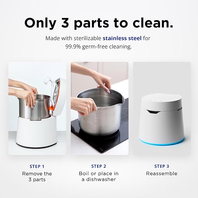 Carepod One Plus with Stand - Stainless Steel Humidifier for Large Room with Mood Light, Quiet & Safe for Baby, Only 3 Washable Parts, Easy to Clean Ultrasonic Cool Mist Humidifiers for 30Hrs, 1Gal/4L