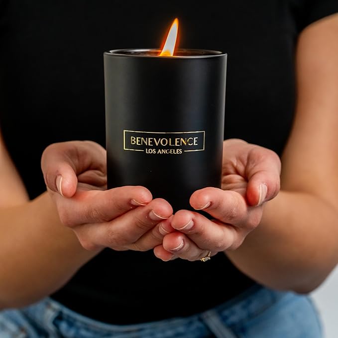 Benevolence LA Charcoal Scented Candle | Soy Christmas Candles, Black Candle for Home | Holiday Candles Gifts for Women and Men | Home Fragrance | Aromatherapy | Bathroom Freshener | 10oz