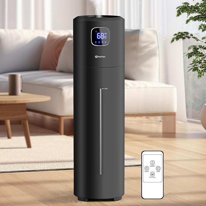 Large Humidifiers for Bedroom, 9L/2.5Gal Ultrasonic Cool Mist, Top Fill Easy Clean with 350ML/H Mist Speed, Quiet, Suitable for Kids Room Plant Yoga Office Study Room Living (Black, Round)