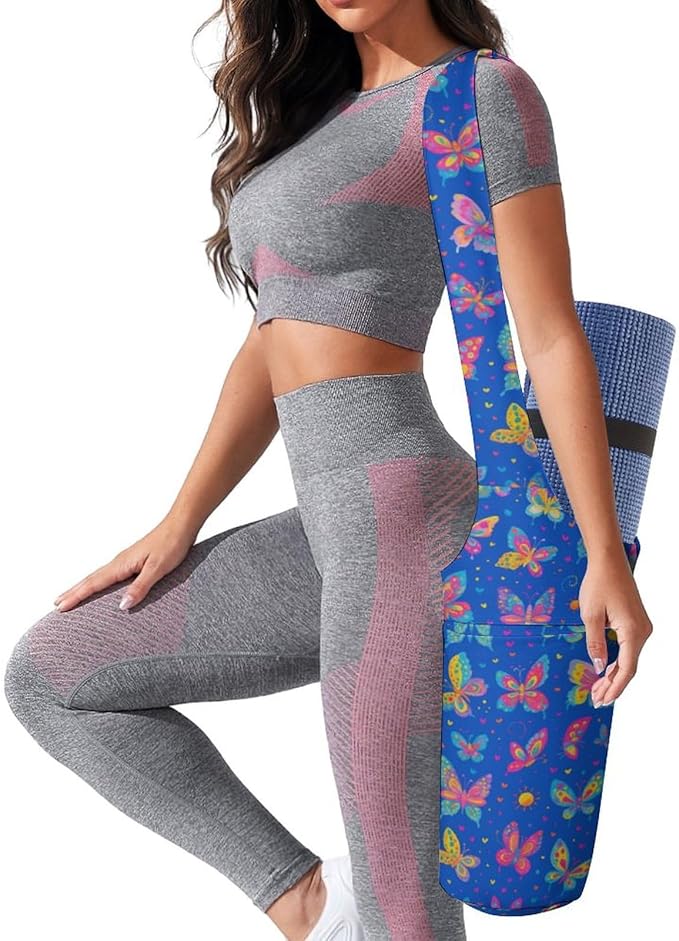 KKdskkds Vintage RoseYoga Mat Bag Large Opening Long Tote Yoga Mat with Pocket Fit Most Size Mats