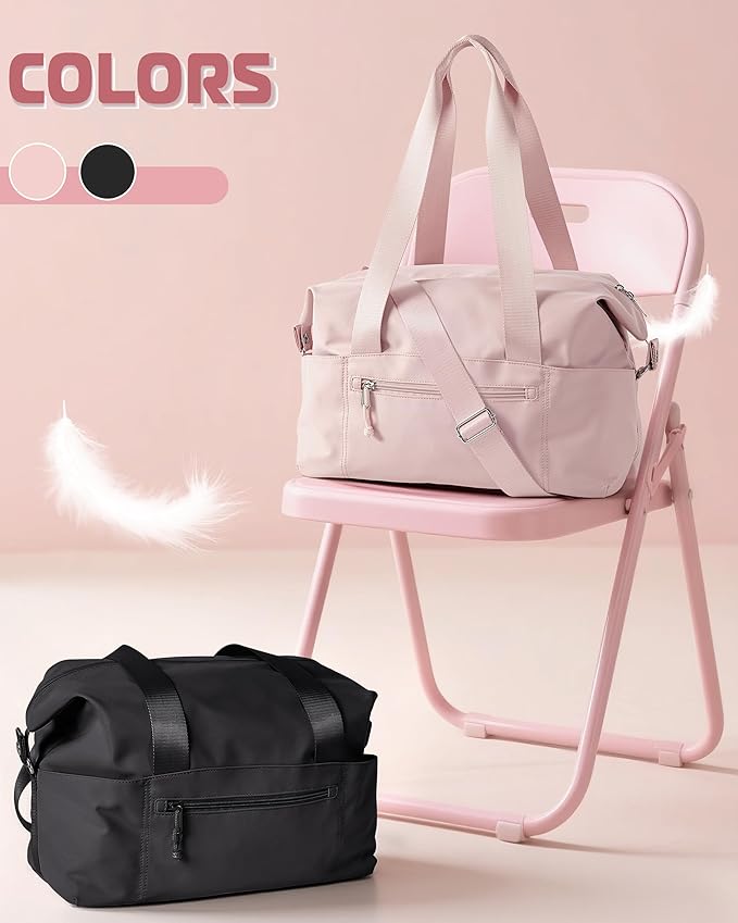 Smasrob Small Gym Bag with Yoga Mat Holder, Wet Pocket and a Separate Pouch, Small Gym Duffle Bag for Women with Detachable Crossbody Shoulder Strap, Pink
