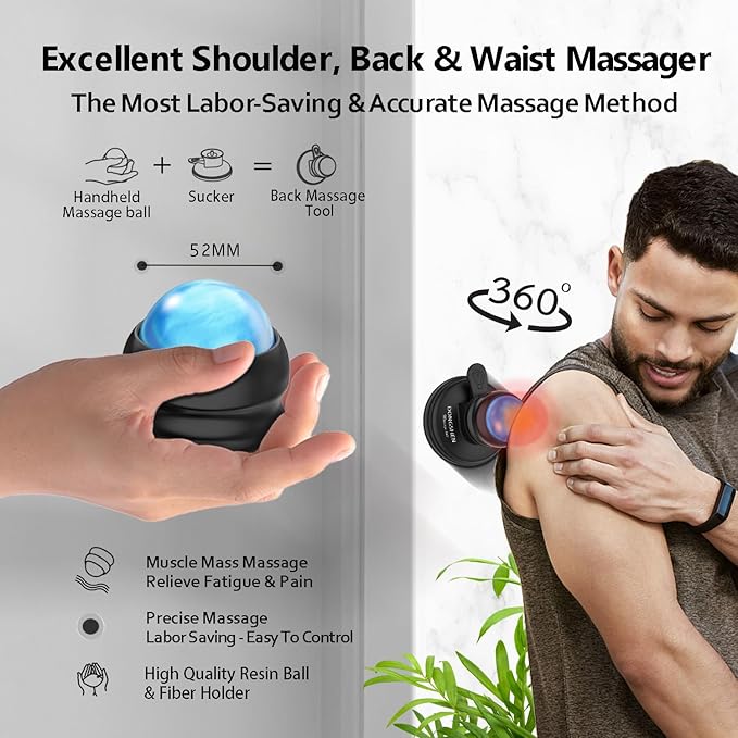 Massage Ball Deep Tissue 2 in 1 Mountable and Removable Trigger Point Massager for Relieve Muscle and Joint Pain Relax Full Body