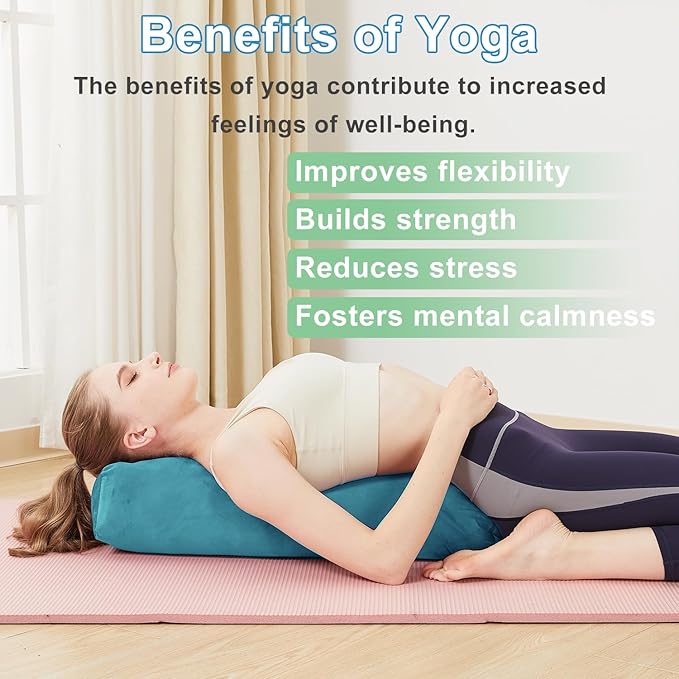 TokSay Rectangular Yoga Bolster Pillow, Meditation Pillow for Yin & Restorative Yoga, Filled with Wasted Sponge