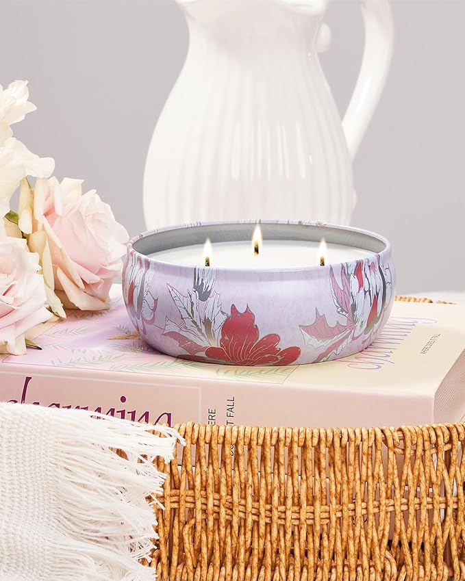 M&SENSE Strawberry Poundcake Scented Candles Large 3 Wick Soy Tin Candle, Over 40 Hour Burning Time, 100% Natural Vegan Wax Relaxing Aromatherapy Aesthetic Candle Gift for Women Men